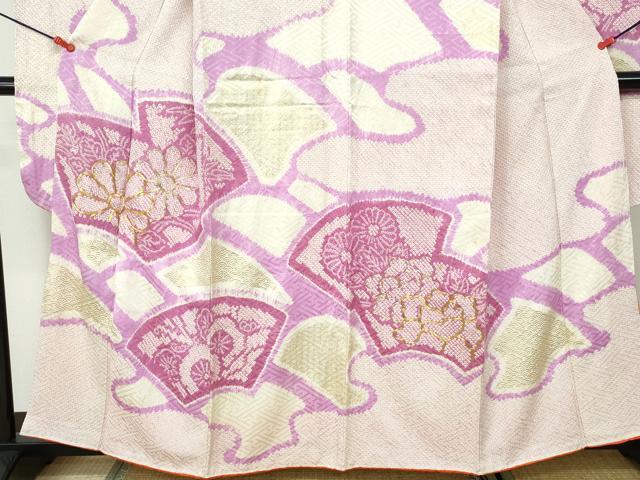 平和屋着物■豪華振袖　総絞り　駒刺繍　青海波花文　金彩　正絹　逸品　DABD4109qa