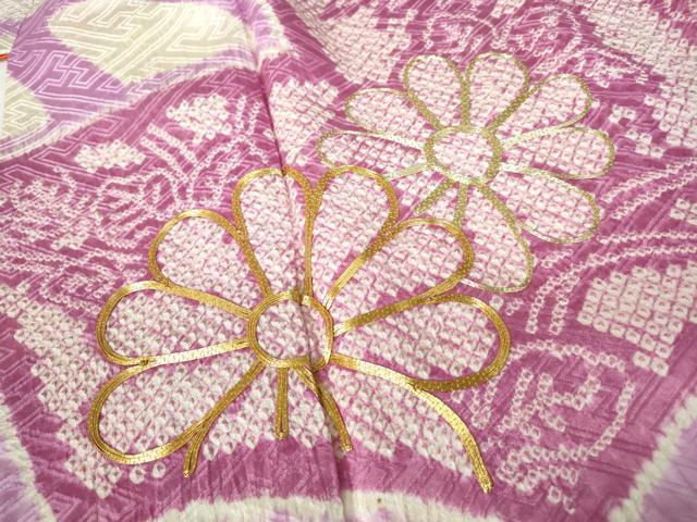平和屋着物■豪華振袖　総絞り　駒刺繍　青海波花文　金彩　正絹　逸品　DABD4109qa