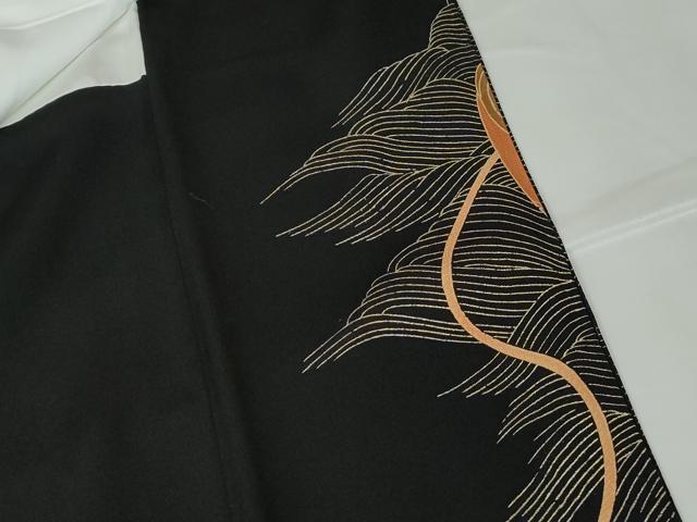 平和屋着物■豪華黒留袖　駒刺繍　立波飛鶴絵巻文　金彩　正絹　逸品　DABD4134qa