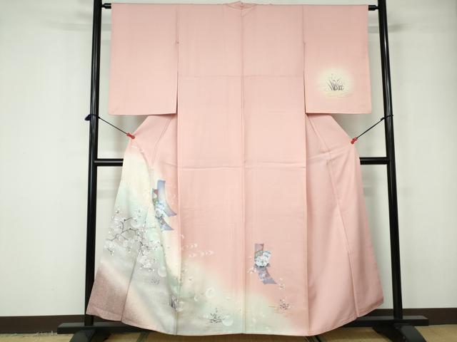 平和屋着物■訪問着 流水短冊枝梅文 暈し染め 金銀彩 正絹 逸品 DABD4141qa