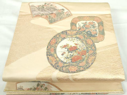 平和屋着物◎六通柄袋帯　清香玉陶文　金糸　正絹　逸品　DABD4173qa
