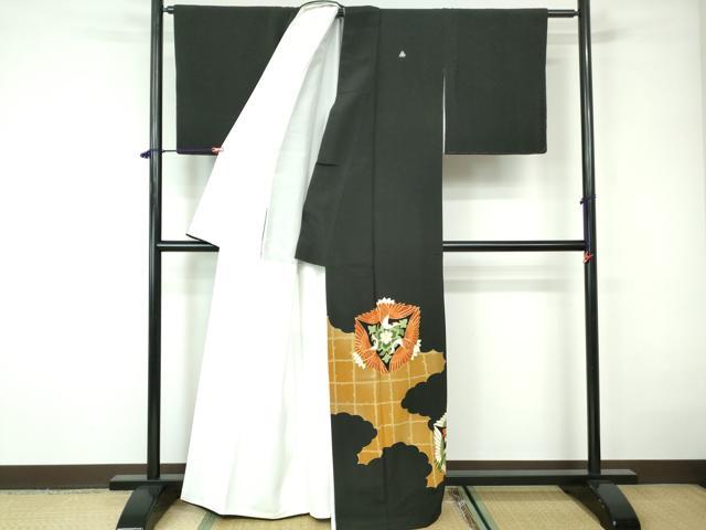 平和屋着物■豪華黒留袖　駒刺繍　花鳥文　金彩　正絹　逸品　DABD4217qa