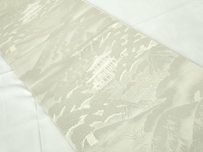 平和屋着物◎六通柄袋帯　京名所　金閣寺　銀糸　正絹　逸品　DABD4249qa