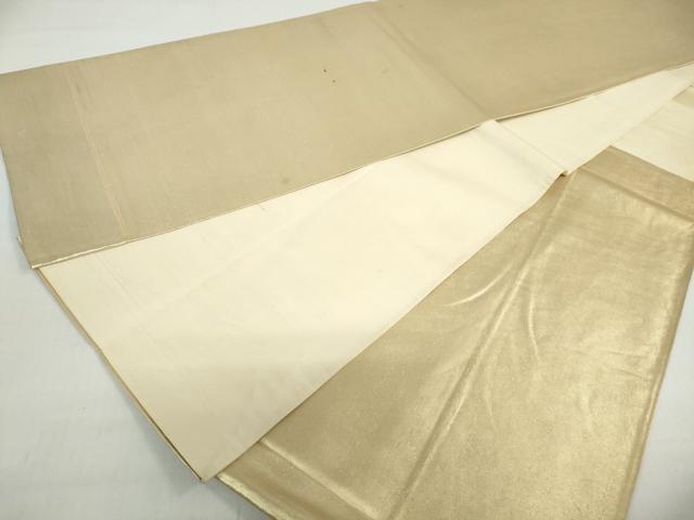 平和屋着物◎六通柄袋帯 霞文 木蘭色 金糸 正絹 逸品 DABD4367qa