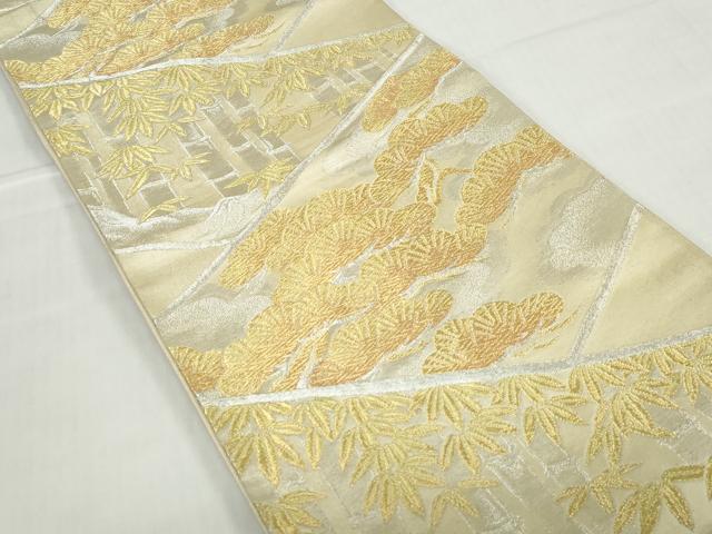 平和屋着物◎六通柄袋帯 笹竹松文 金銀糸 正絹 逸品 DABD4370qa