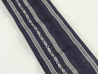 平和屋着物◎男性　本場筑前博多織　両面　角帯　献上　証紙付き　正絹　逸品　DABD4379qa