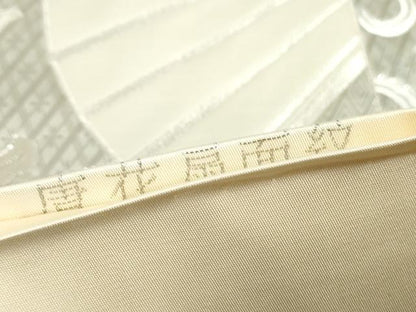 平和屋着物◎六通柄袋帯　唐花扇面紋　プラチナ箔　正絹　逸品　DABD4413qa