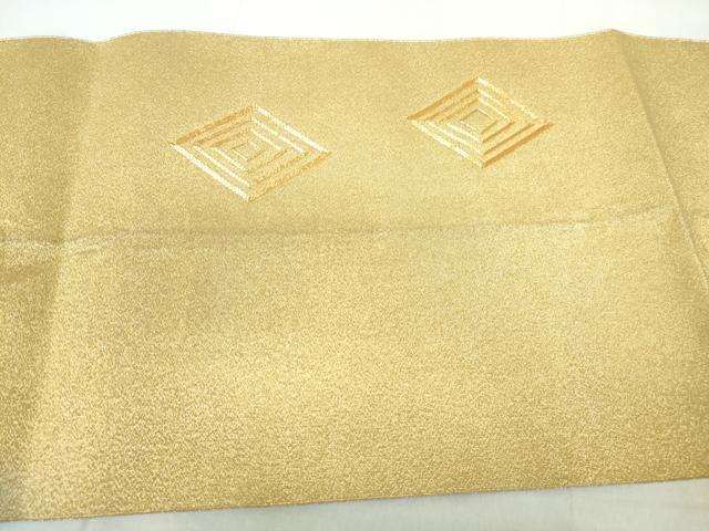 平和屋着物◎綴れ　八寸名古屋帯　駒刺繍　総刺繍　青海波　笹の葉　金糸　正絹　逸品　DABD4454qa