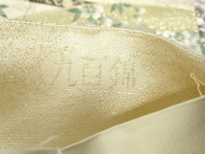 平和屋着物◎六通柄袋帯 唐織 地紙孔雀花文 九百錦 金銀糸 正絹 逸品 DABD4514qa