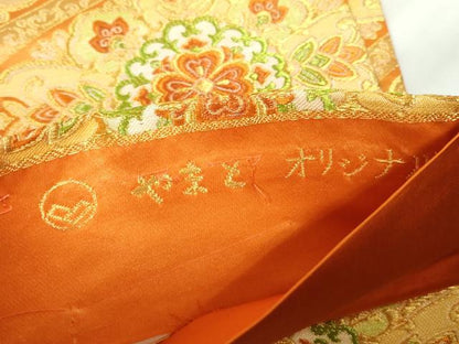 平和屋着物◎六通柄袋帯 唐織 花菱文 金銀糸 やまと誂製 正絹 逸品 DABD4520qa