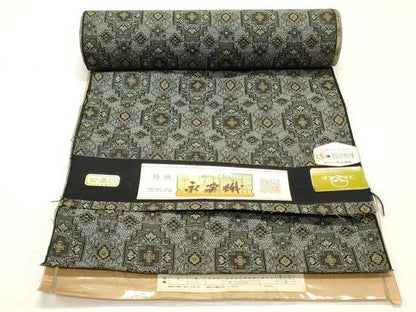 平和屋着物▼紬　反物　着尺　アンサンブル　永楽織　草花間道　証紙付き　未使用　DABD4653zy