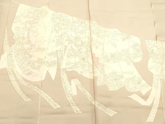 平和屋着物▼色留袖 反物 着尺 裁断済 色付前 誰が袖吉祥文 逸品 未使用 DABD4788zy