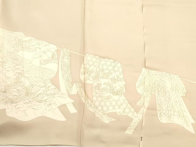 平和屋着物▼色留袖 反物 着尺 裁断済 色付前 誰が袖吉祥文 逸品 未使用 DABD4788zy
