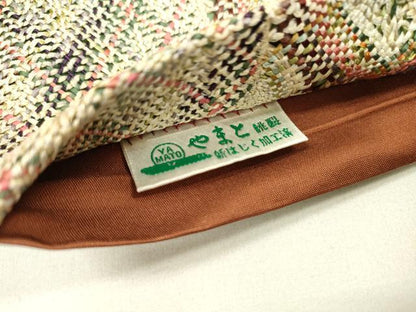 平和屋着物●全通柄袋帯　リボン織　間道　金糸　やまと誂製　正絹　逸品　DABD5020fe