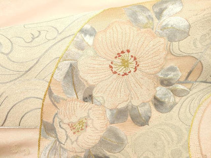 平和屋着物▼中国三大刺繍 相良刺繍 総刺繍 太鼓柄袋帯 駒刺繍 辻が花 地紙重ね流水枝花文 金糸 正絹 逸品 未使用 DABF2468fe