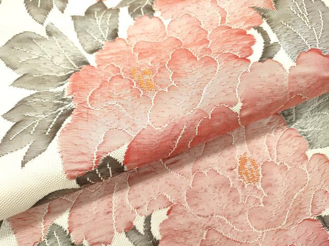 平和屋着物●六通柄袋帯　すくい織　枝牡丹　正絹　逸品　DABD5056fe