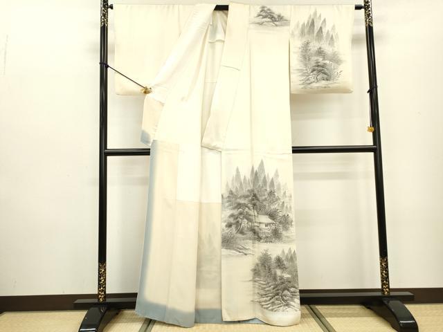 平和屋着物▼訪問着 胴抜き仕立て 手描き 風景文 正絹 逸品 DABD5091fe