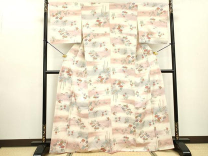 平和屋着物■上質な小紋　草花　暈し染　正絹　逸品　未使用　DABD5103fe