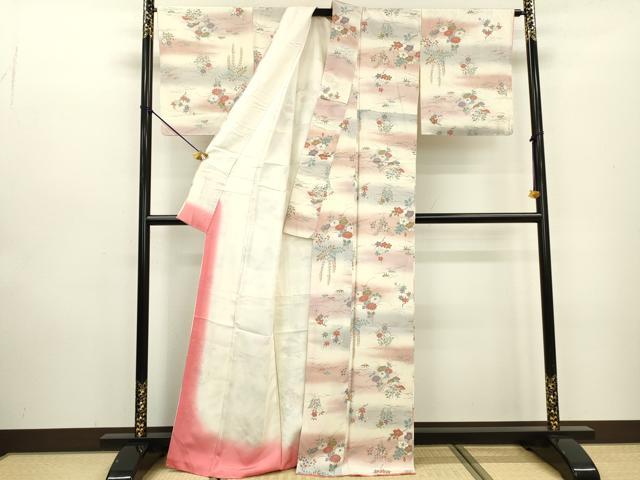 平和屋着物■上質な小紋　草花　暈し染　正絹　逸品　未使用　DABD5103fe