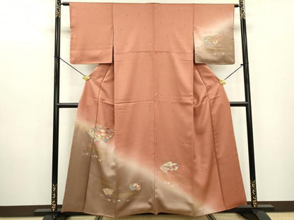 平和屋着物▼中国三大刺繍 相良刺繍 総刺繍 訪問着 吹き寄せ地紙花文 暈し染 金彩 正絹 逸品 DABD5110fe
