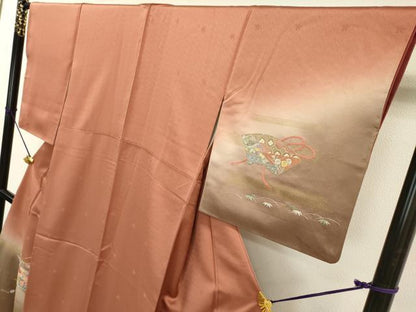 平和屋着物▼中国三大刺繍 相良刺繍 総刺繍 訪問着 吹き寄せ地紙花文 暈し染 金彩 正絹 逸品 DABD5110fe