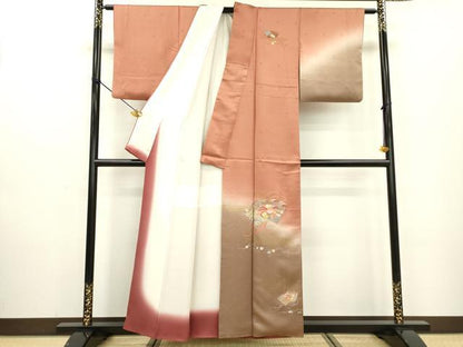 平和屋着物▼中国三大刺繍 相良刺繍 総刺繍 訪問着 吹き寄せ地紙花文 暈し染 金彩 正絹 逸品 DABD5110fe