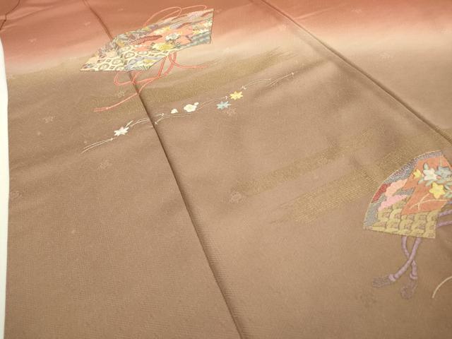 平和屋着物▼中国三大刺繍 相良刺繍 総刺繍 訪問着 吹き寄せ地紙花文 暈し染 金彩 正絹 逸品 DABD5110fe