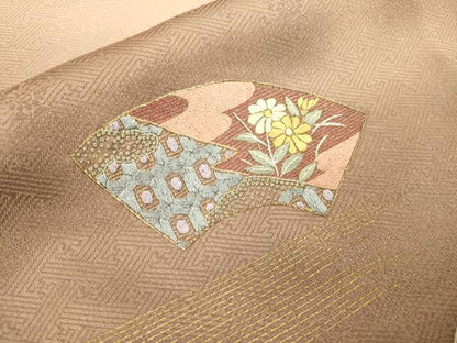 平和屋着物▼中国三大刺繍 相良刺繍 総刺繍 訪問着 吹き寄せ地紙花文 暈し染 金彩 正絹 逸品 DABD5110fe