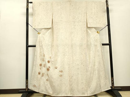 平和屋着物▼訪問着 刺繍 短冊桐花文 正絹 逸品 DABD5120fe