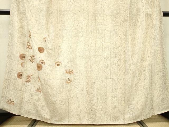 平和屋着物▼訪問着 刺繍 短冊桐花文 正絹 逸品 DABD5120fe