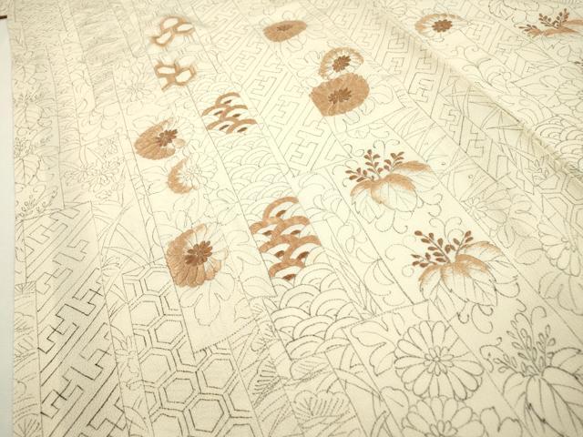 平和屋着物▼訪問着 刺繍 短冊桐花文 正絹 逸品 DABD5120fe