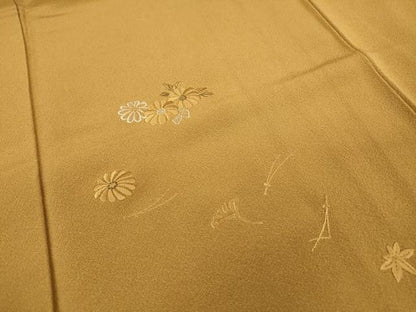 平和屋着物▼色留訪問着 総刺繍 吹き寄せ花文 正絹 逸品 DABD5128fe