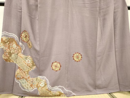 平和屋着物▼訪問着 絞り 刺繍 辻が花 正倉院道長花文 金彩 正絹 逸品 DABD5136fe