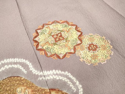 平和屋着物▼訪問着 絞り 刺繍 辻が花 正倉院道長花文 金彩 正絹 逸品 DABD5136fe