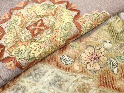 平和屋着物▼訪問着 絞り 刺繍 辻が花 正倉院道長花文 金彩 正絹 逸品 DABD5136fe