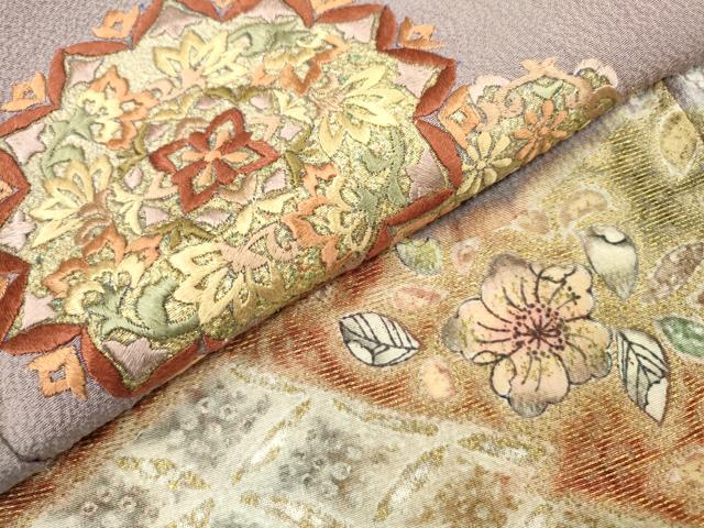 平和屋着物▼訪問着 絞り 刺繍 辻が花 正倉院道長花文 金彩 正絹 逸品 DABD5136fe