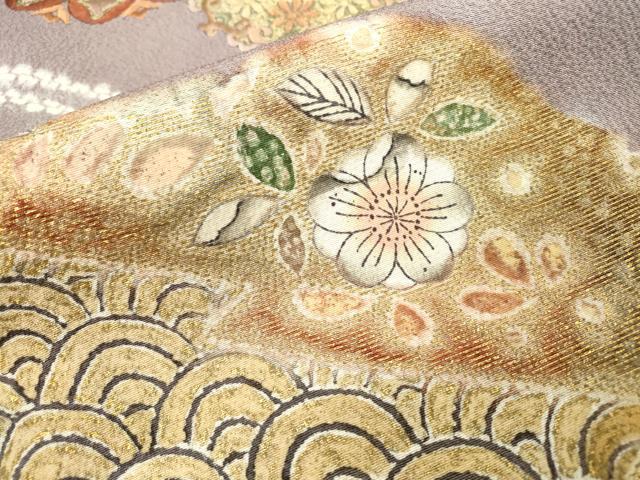 平和屋着物▼訪問着 絞り 刺繍 辻が花 正倉院道長花文 金彩 正絹 逸品 DABD5136fe