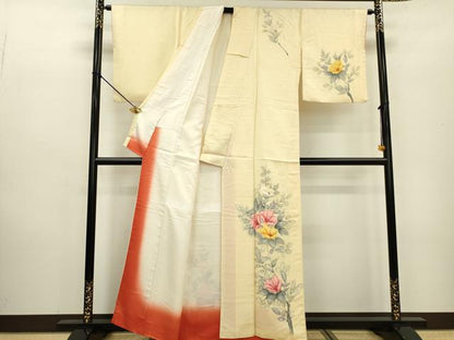 平和屋着物▼訪問着 手描き 枝花 正絹 逸品 DABD5139fe