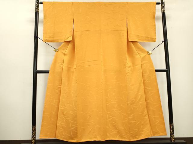 平和屋着物■上質な色無地 草葉地紋 柑子色 正絹 逸品 DABD5147fe