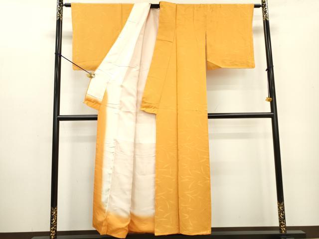 平和屋着物■上質な色無地 草葉地紋 柑子色 正絹 逸品 DABD5147fe