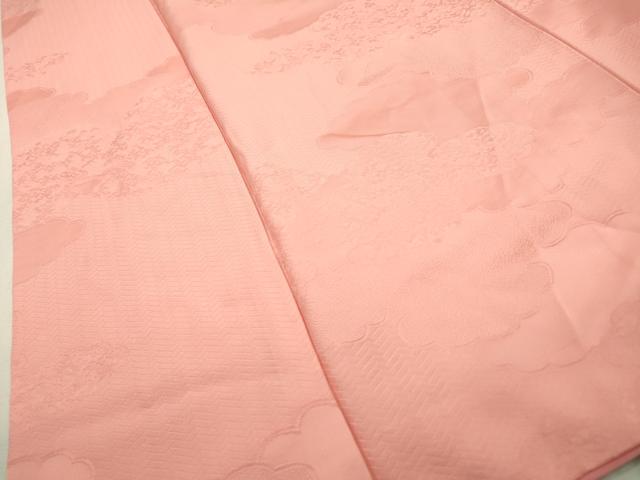 平和屋着物■上質な色無地 雲取り地紋 紅梅色 正絹 逸品 DABD5151fe
