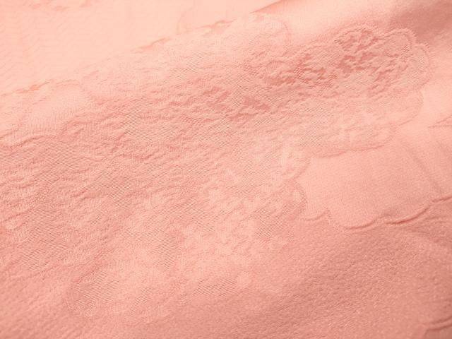 平和屋着物■上質な色無地 雲取り地紋 紅梅色 正絹 逸品 DABD5151fe