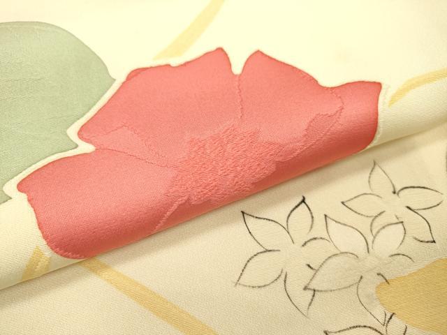 平和屋着物▼上質な小紋 地紋起こし 手描き 草花 正絹 逸品 DABD5267fe