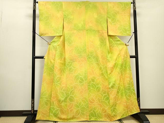 平和屋着物▼上質な小紋 地紋起こし 草花 暈し染 正絹 逸品 DABD5274fe
