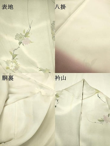 平和屋着物▼上質な小紋 手描き 枝花 暈し染 正絹 逸品 DABD5293fe