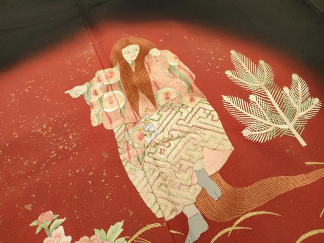 平和屋着物▼豪華黒留袖 刺繍 手描き 能舞 楽器文 暈し染 金彩 正絹 逸品 DABD5299fe