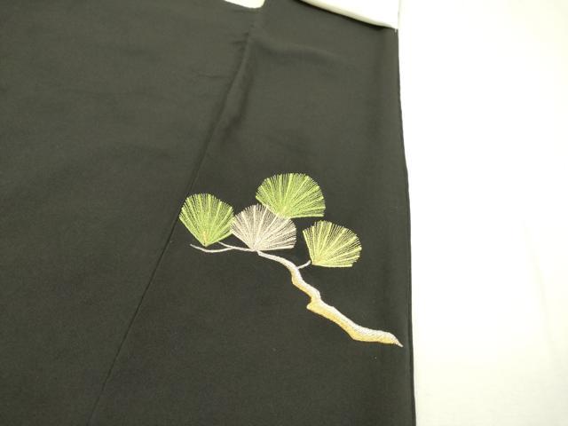 平和屋着物▼豪華黒留袖 駒刺繍 総刺繍 飛鶴松文 金銀糸 正絹 逸品 DABD5304fe