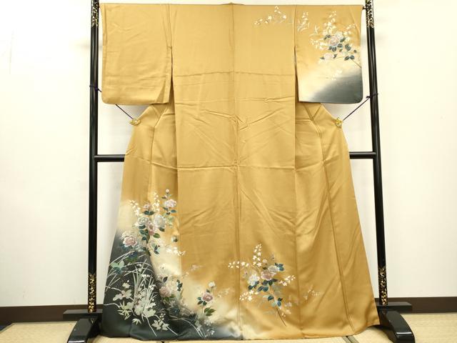 平和屋着物▼訪問着 螺鈿 枝花 暈し染 金銀彩 正絹 逸品 DABD5306fe
