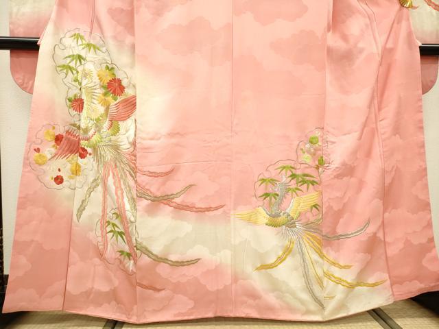 平和屋着物□豪華振袖 総刺繍 雪輪鳳凰花文 暈し染 金