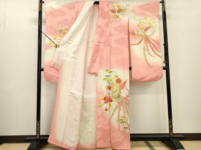 平和屋着物□豪華振袖 総刺繍 雪輪鳳凰花文 暈し染 金